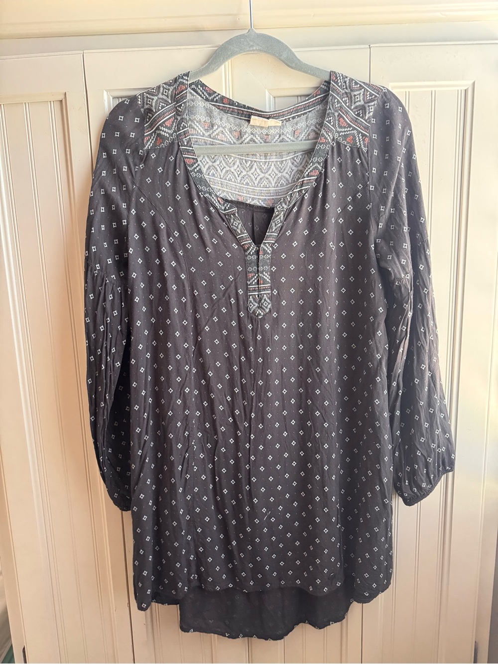 Roxy Black Patterned Boho Tunic